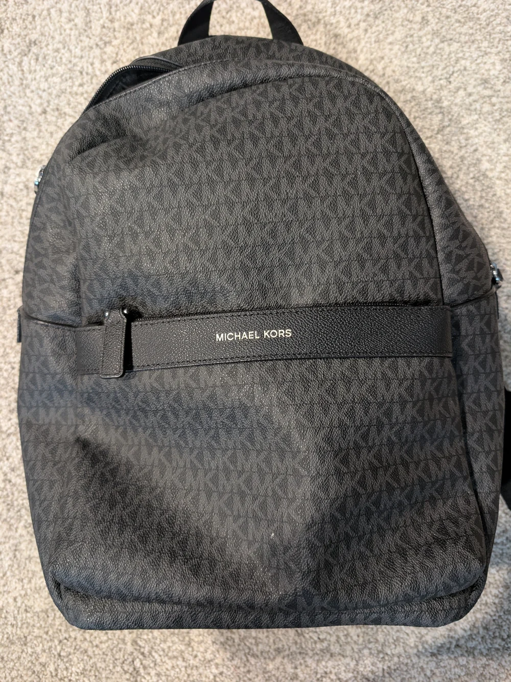 Michael Kors Black Monogram Men's Backpack with Logo Strap